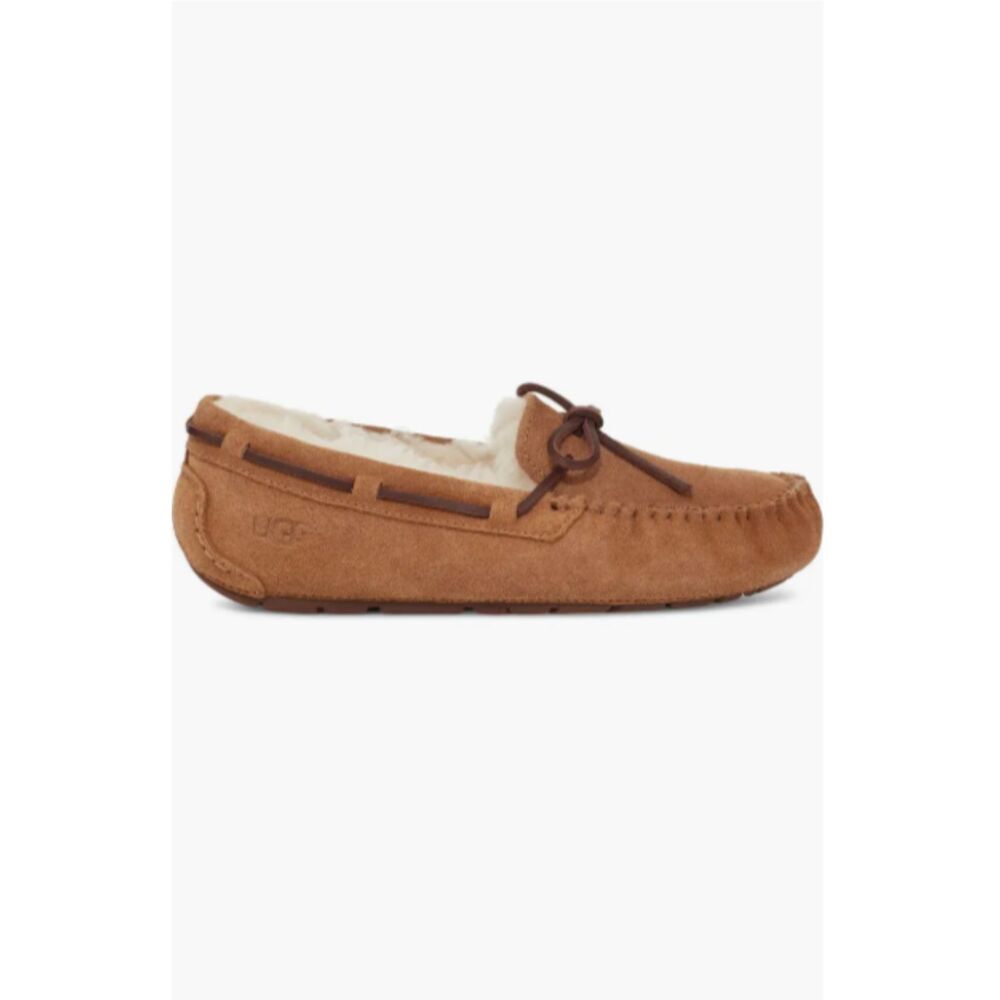 UGG Womens Leather Slippers Size 6 UGGpure Wool Lined Indoor Outdoor Rubber Sole - Picture 3 of 6